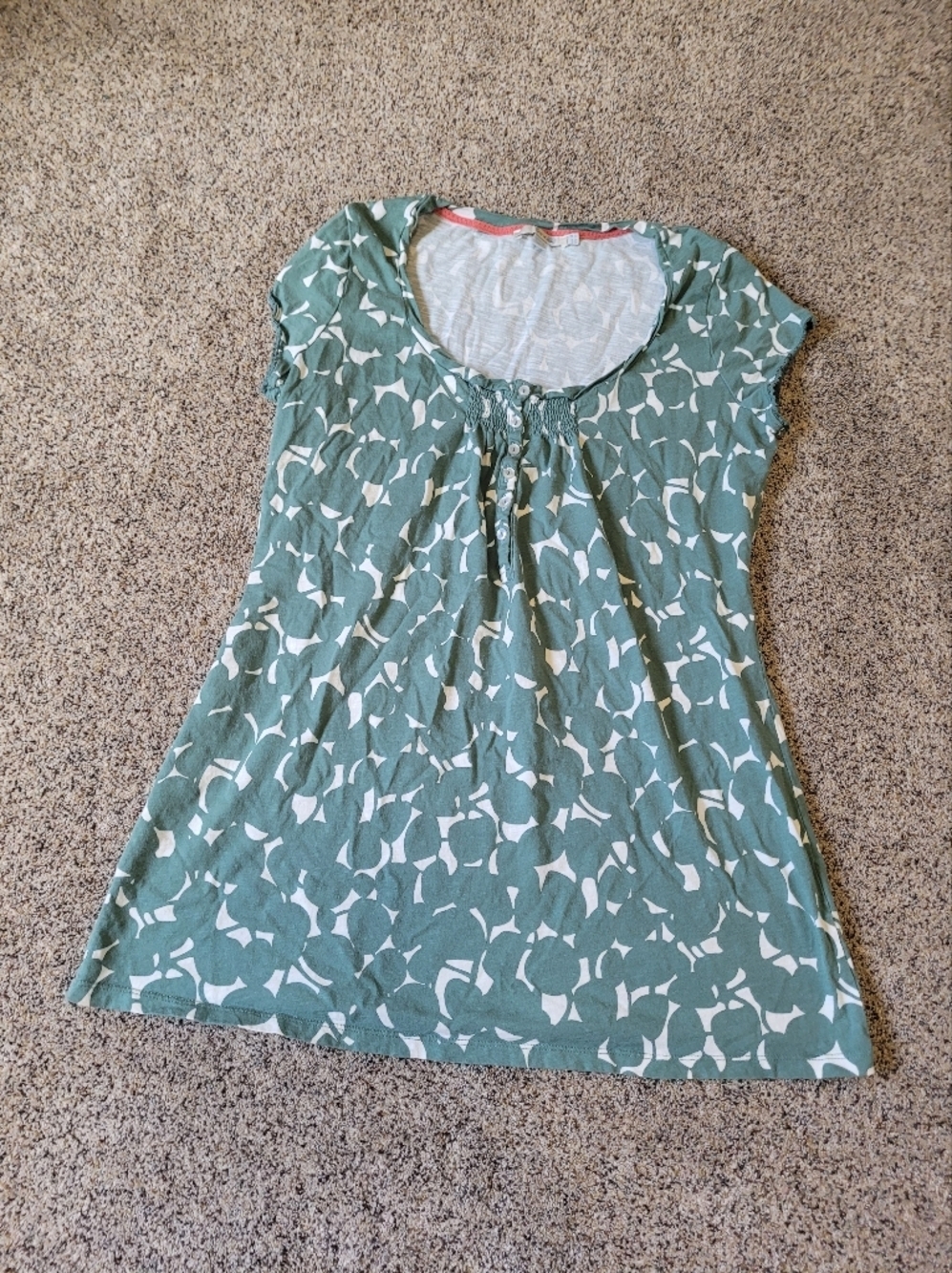 Boden Womens Green Print Button Front Cotton Shirt Size US 10